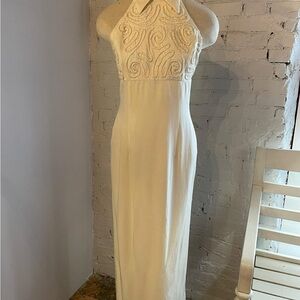 Scott McClintock Ivory Backless Halter Dress